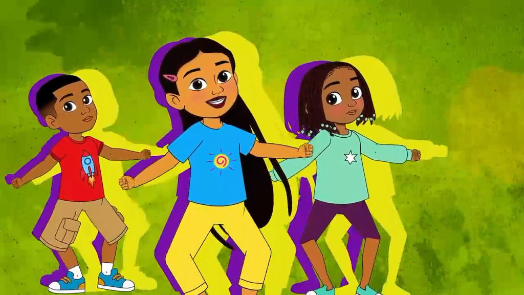 Colorful Lala's Place TV characters featured in educational children's programming